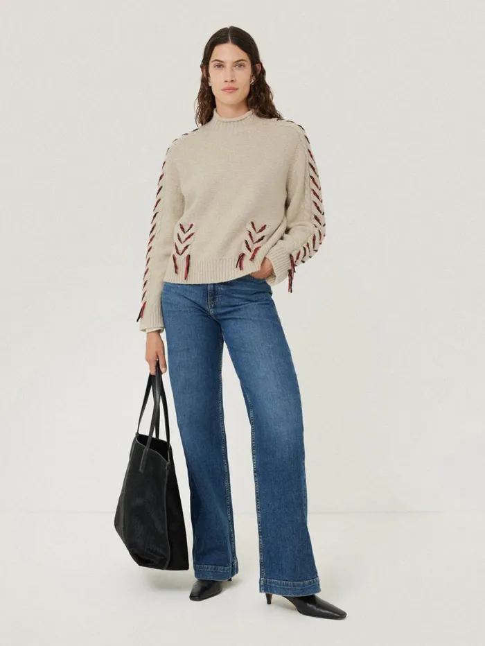 Jigsaw Braided Cable Jumper Cream Women Knitwear and Cashmere