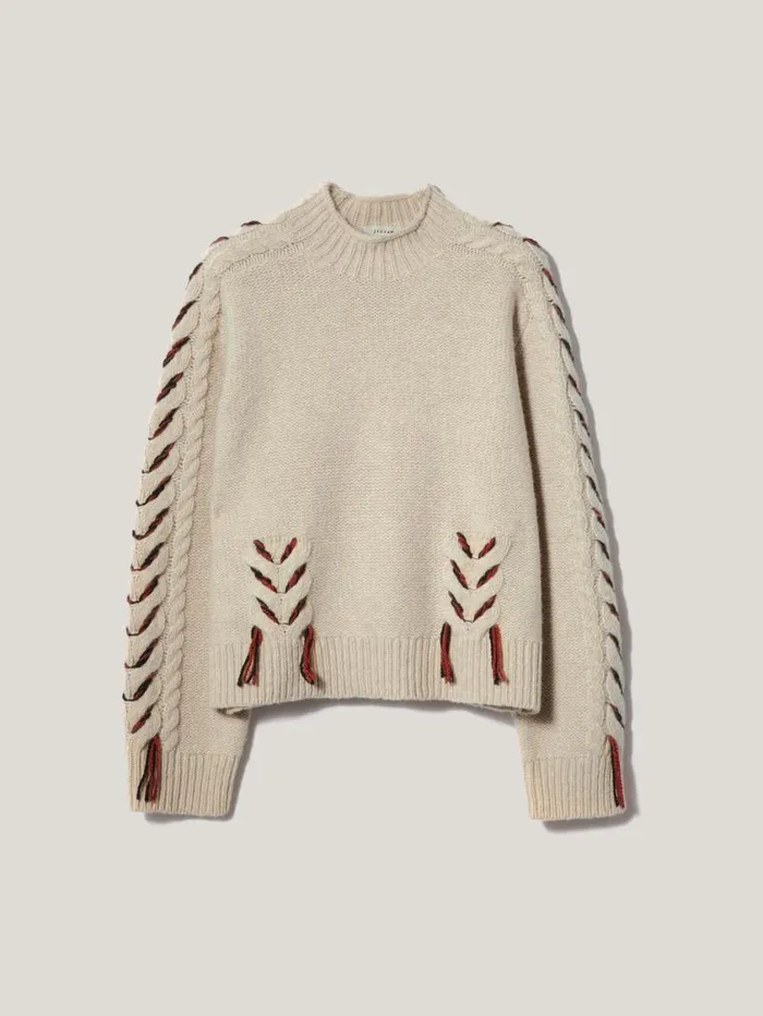 Jigsaw Braided Cable Jumper Cream Women Knitwear and Cashmere
