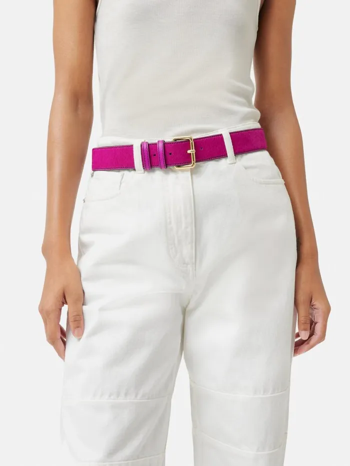 Jigsaw Calf Hair Jean Belt Pink Women Leather
