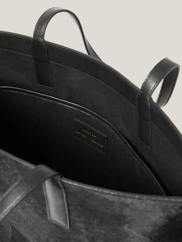 Jigsaw Calf Hair Leather Tote Black Women Bags