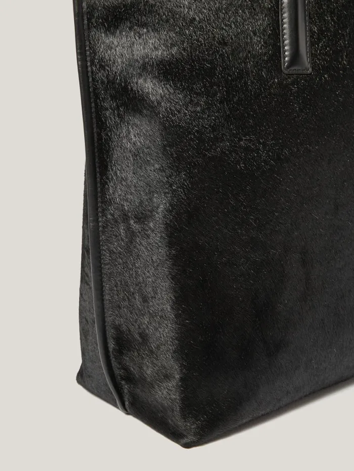 Jigsaw Calf Hair Leather Tote Black Women Bags
