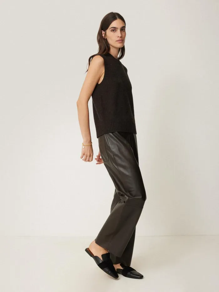 Jigsaw Cashmere Crew Neck Tank Dark Brown Women Knitwear and Cashmere