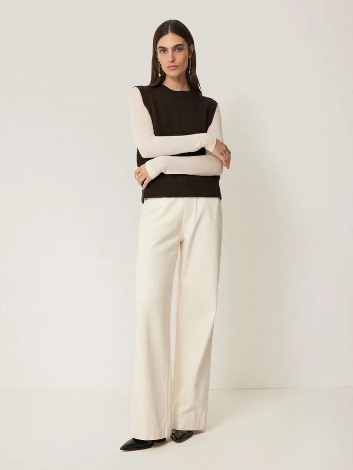 Jigsaw Cashmere Crew Neck Tank Dark Brown Women Knitwear and Cashmere