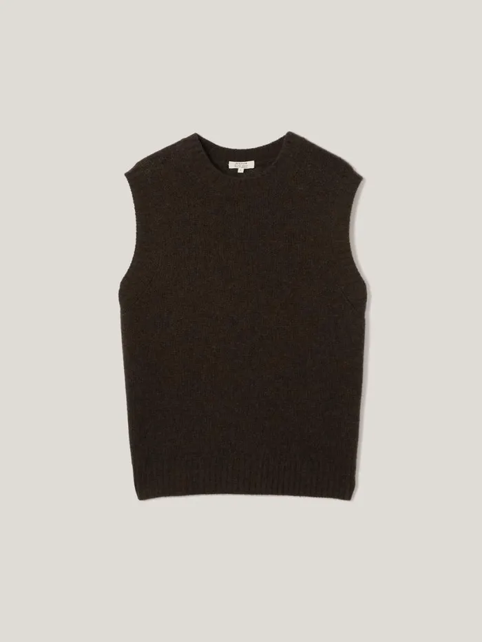 Jigsaw Cashmere Crew Neck Tank Dark Brown Women Knitwear and Cashmere