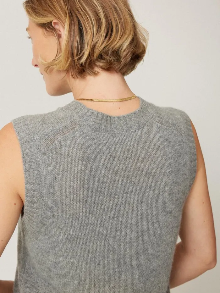 Jigsaw Cashmere Crew Neck Tank Grey Women Knitwear and Cashmere