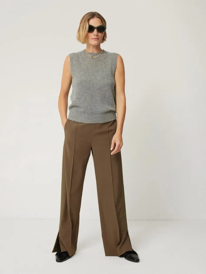 Jigsaw Cashmere Crew Neck Tank Grey Women Knitwear and Cashmere