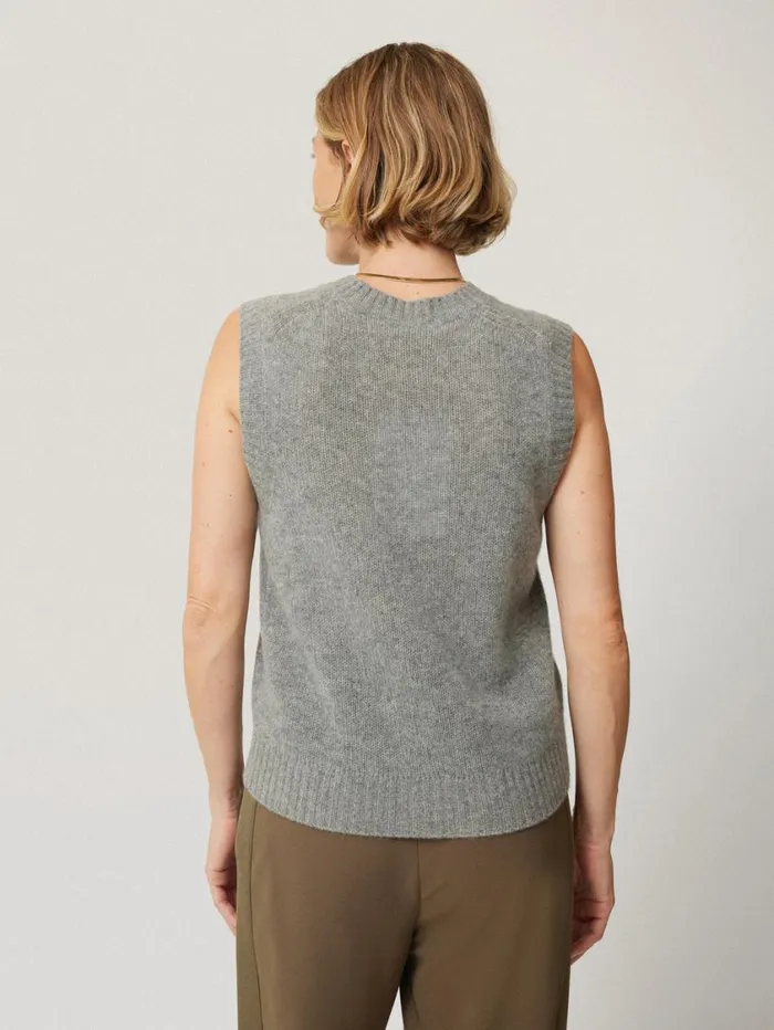 Jigsaw Cashmere Crew Neck Tank Grey Women Knitwear and Cashmere