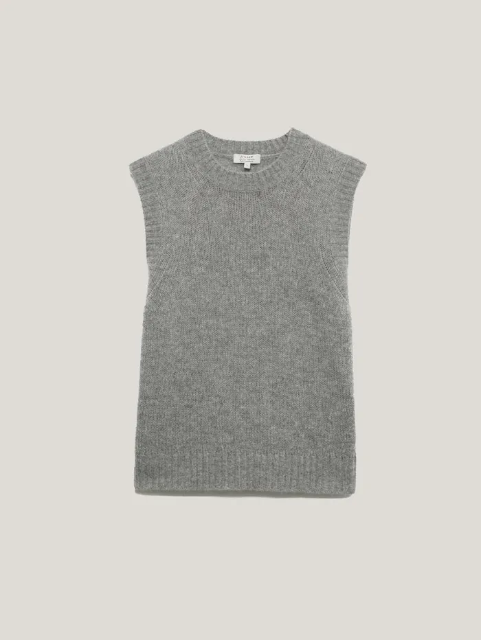 Jigsaw Cashmere Crew Neck Tank Grey Women Knitwear and Cashmere