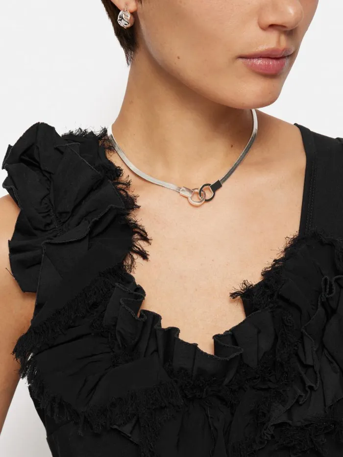 Jigsaw Chunky Snake Chain Necklace Silver Women Party