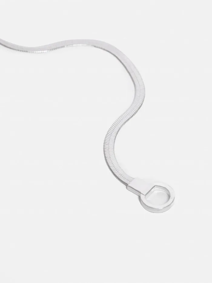 Jigsaw Chunky Snake Chain Necklace Silver Women Party