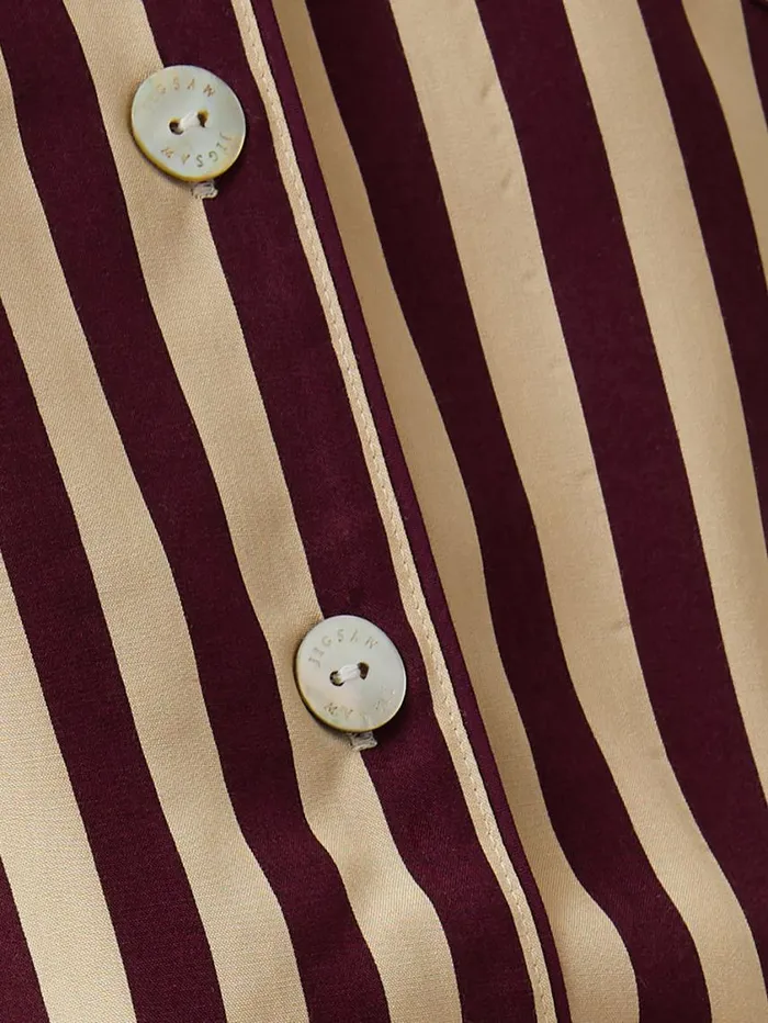 Jigsaw Classic Stripe Pyjama Burgundy Women Pyjamas and Loungewear
