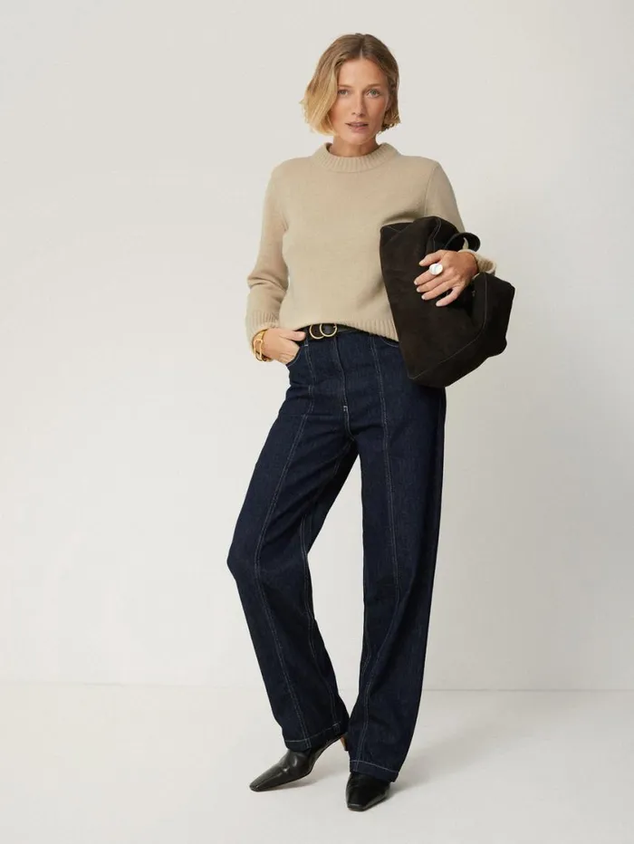 Jigsaw Compact Wool Cashmere Blend Jumper Cream Women Knitwear and Cashmere