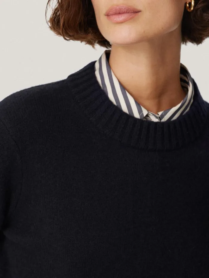 Jigsaw Compact Wool Cashmere Blend Jumper Navy Women Knitwear and Cashmere