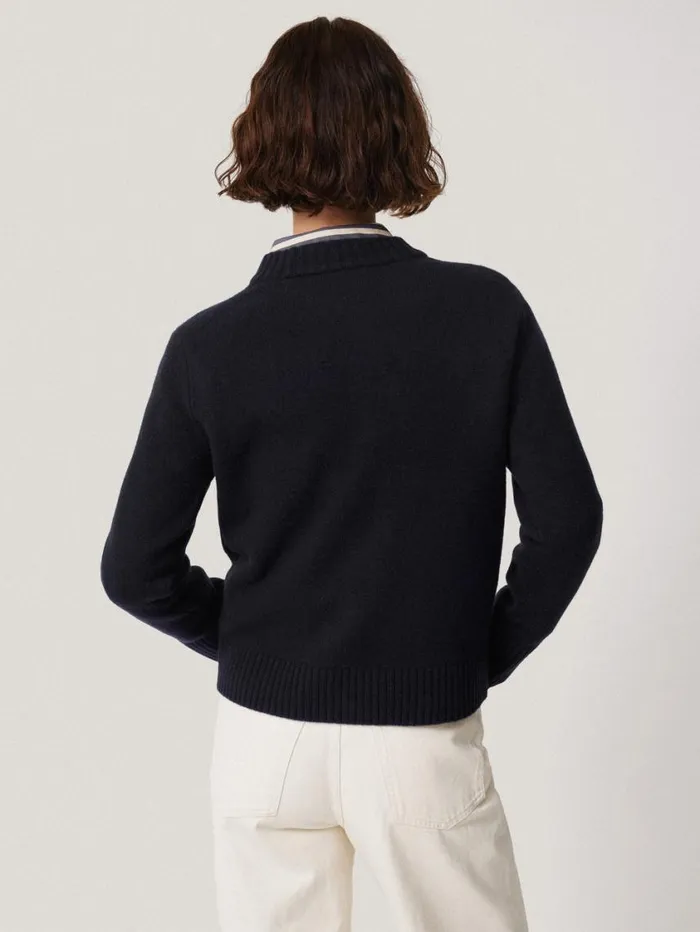 Jigsaw Compact Wool Cashmere Blend Jumper Navy Women Knitwear and Cashmere