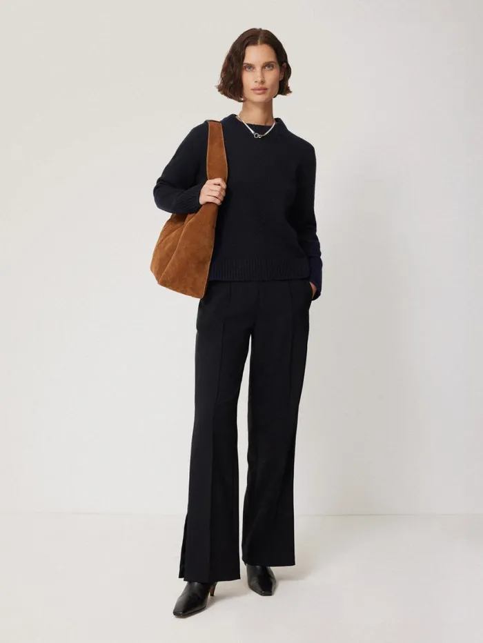 Jigsaw Compact Wool Cashmere Blend Jumper Navy Women Knitwear and Cashmere