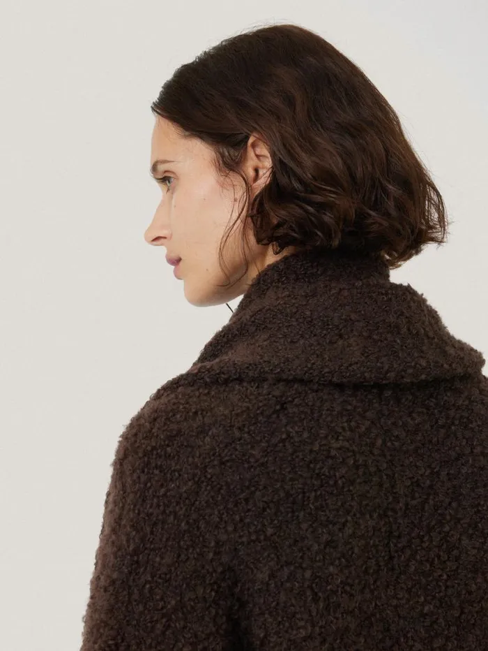 Jigsaw Cosy Boucle Scarf Cardi Brown Women Pyjamas and Loungewear