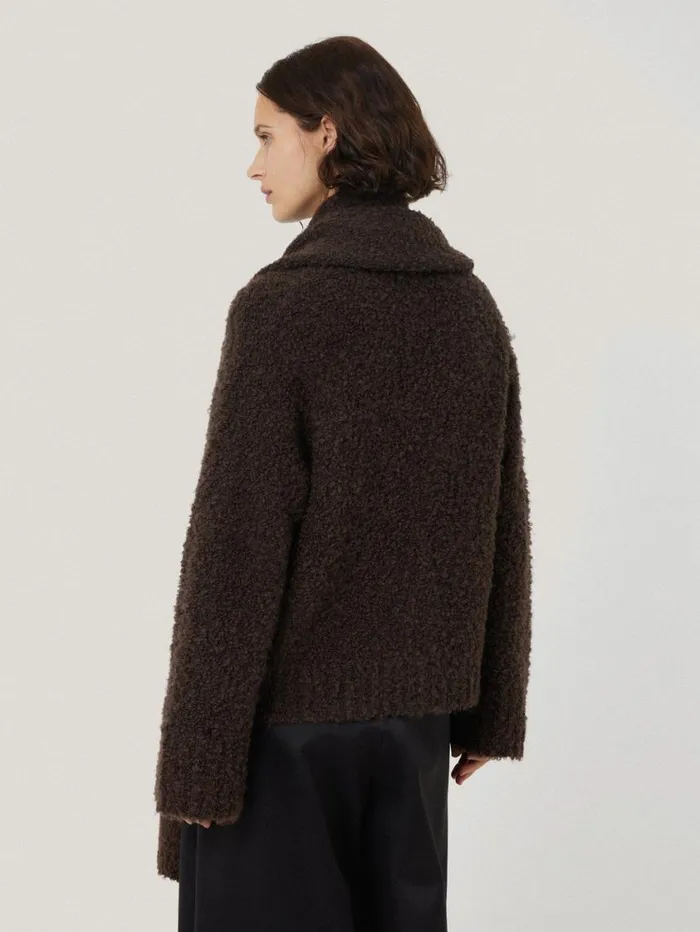 Jigsaw Cosy Boucle Scarf Cardi Brown Women Pyjamas and Loungewear