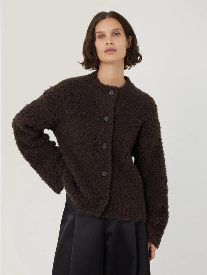 Jigsaw Cosy Boucle Scarf Cardi Brown Women Pyjamas and Loungewear