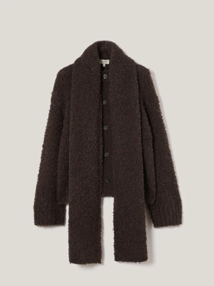Jigsaw Cosy Boucle Scarf Cardi Brown Women Pyjamas and Loungewear