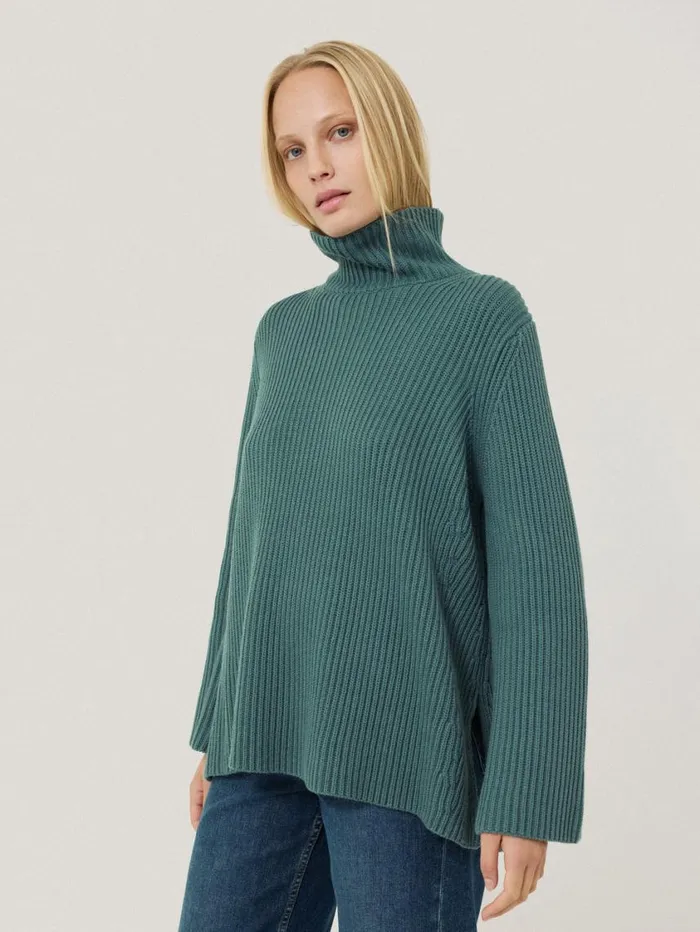 Jigsaw Cotton Blend Faroe Fishermans Blue Women Knitwear and Cashmere