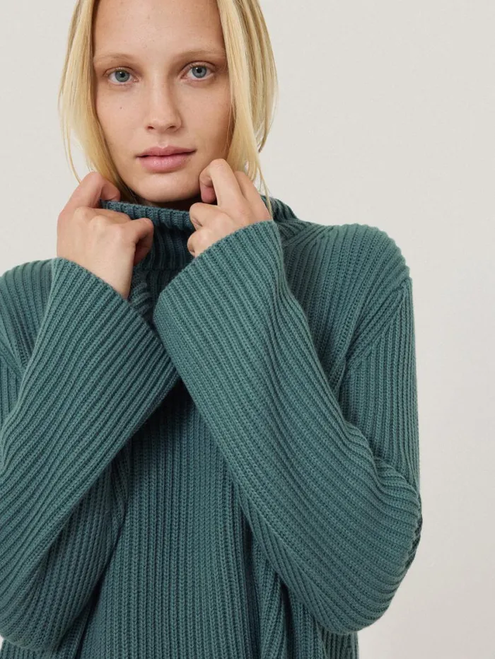Jigsaw Cotton Blend Faroe Fishermans Blue Women Knitwear and Cashmere