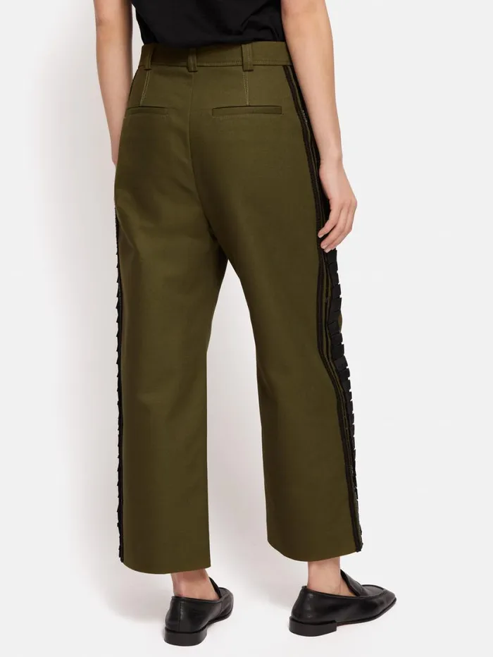 Jigsaw Cotton Trim Detail Trouser Khaki Women Trousers