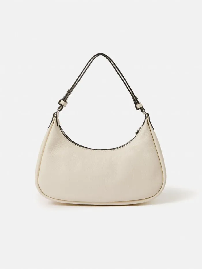 Jigsaw Crescent Bag Small Off White Women Leather
