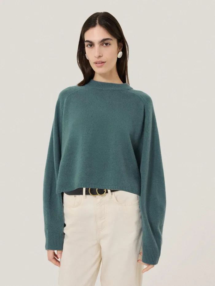 Jigsaw Crew Neck Poncho Jumper Blue Women Knitwear and Cashmere