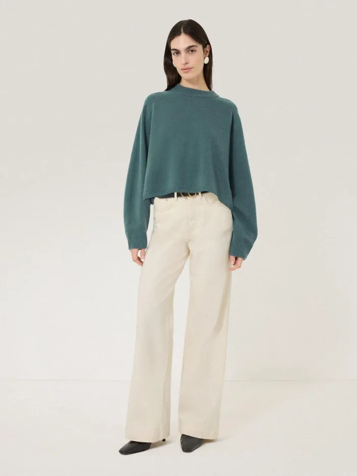 Jigsaw Crew Neck Poncho Jumper Blue Women Knitwear and Cashmere