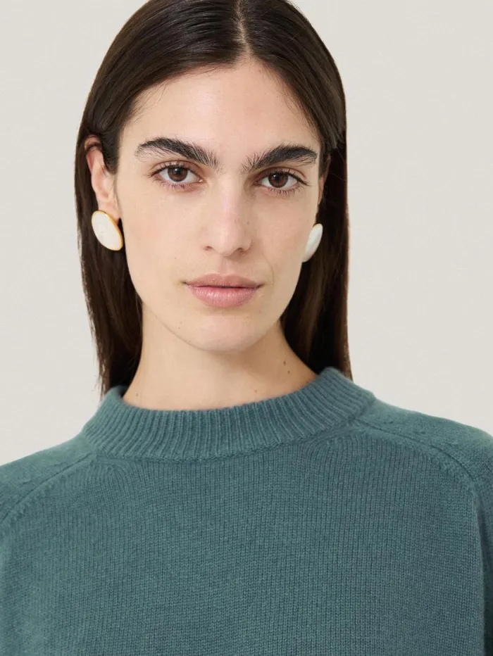 Jigsaw Crew Neck Poncho Jumper Blue Women Knitwear and Cashmere