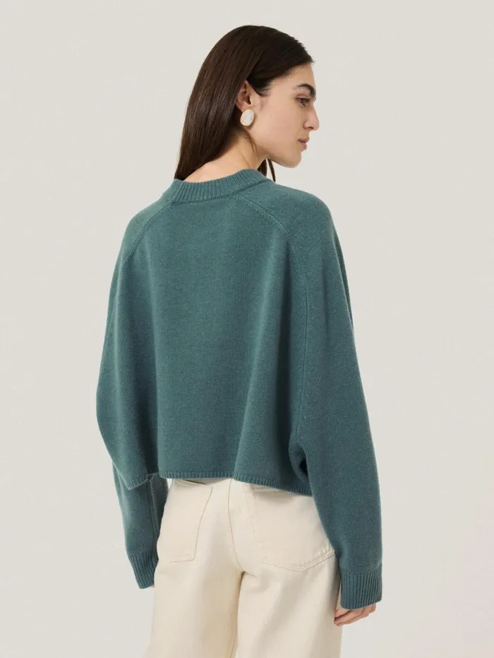 Jigsaw Crew Neck Poncho Jumper Blue Women Knitwear and Cashmere