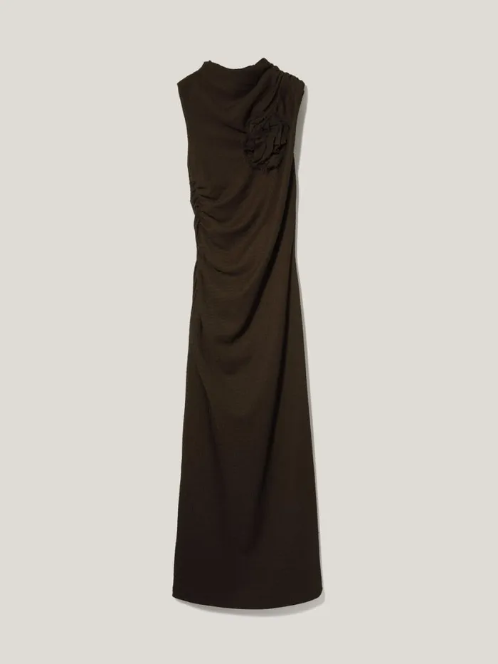 Jigsaw Crinkle Ruched Corsage Dress Dark Brown Women Dresses and Jumpsuits