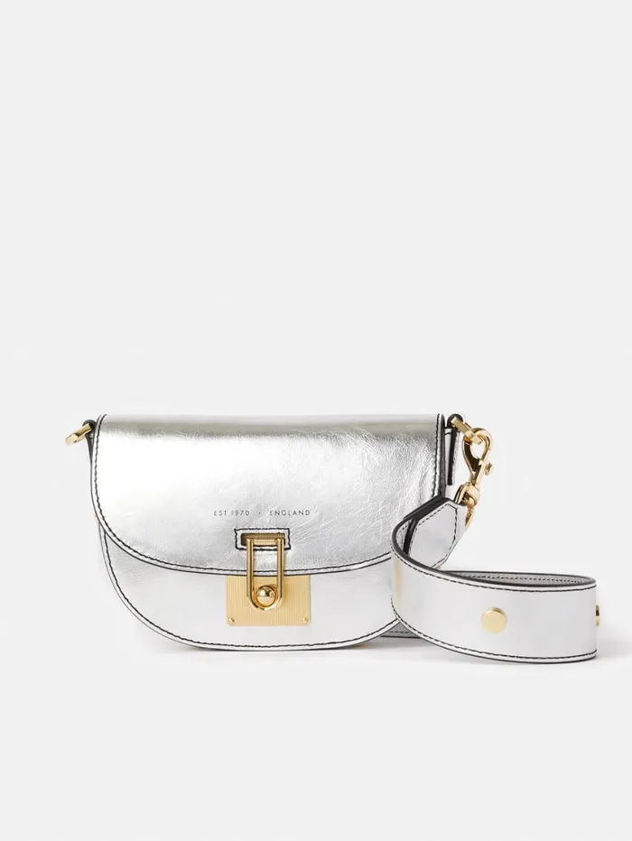 Jigsaw Denbigh Studded Leather Bag Silver Women Leather
