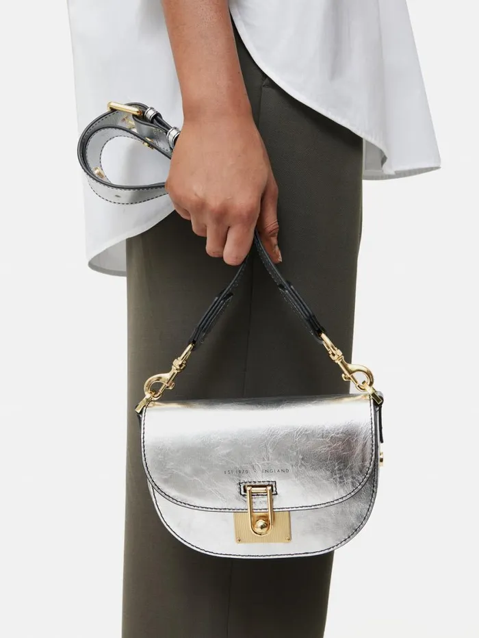 Jigsaw Denbigh Studded Leather Bag Silver Women Leather