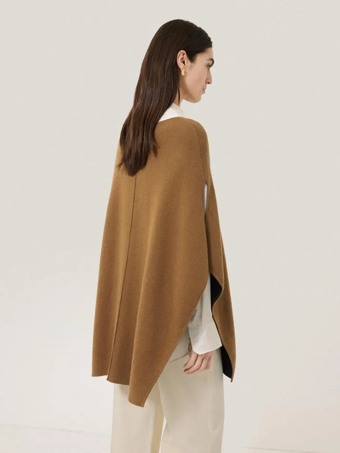 Jigsaw Double Face Knit Poncho Toffee Women Knitwear and Cashmere