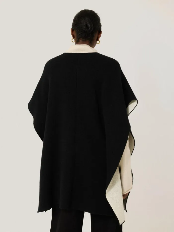 Jigsaw Double Faced Contrast Cape Black Women Knitwear and Cashmere