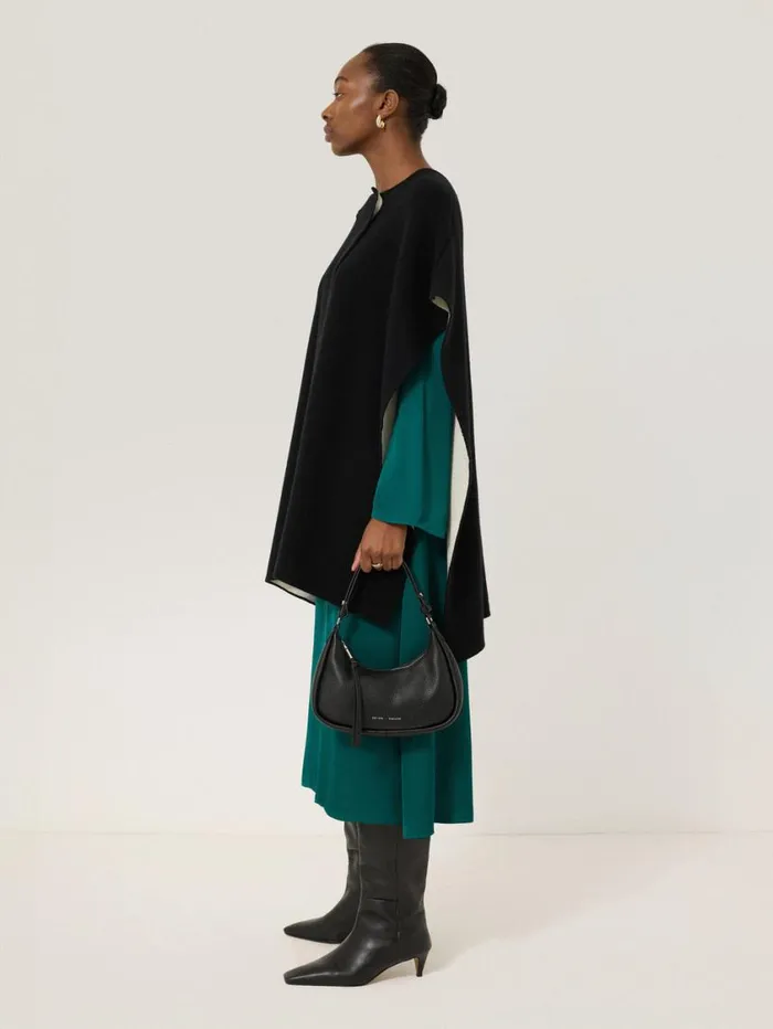Jigsaw Double Faced Contrast Cape Black Women Knitwear and Cashmere