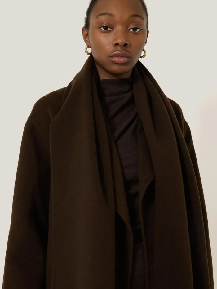 Jigsaw Double Faced Woven Scarf Chocolate Women Ponchos and Scarves