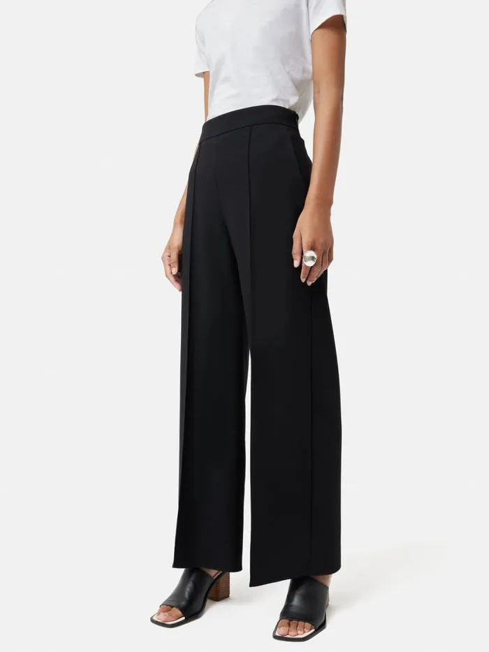 Jigsaw Italian Modern Crepe Sailor Trouser Black Women Suits and Tailoring