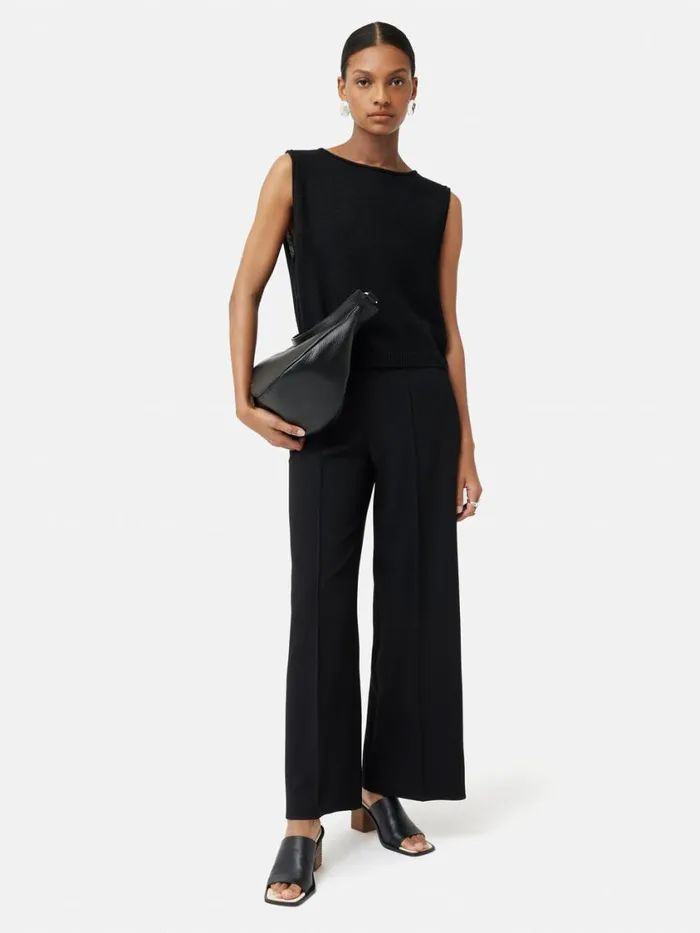 Jigsaw Italian Modern Crepe Sailor Trouser Black Women Suits and Tailoring