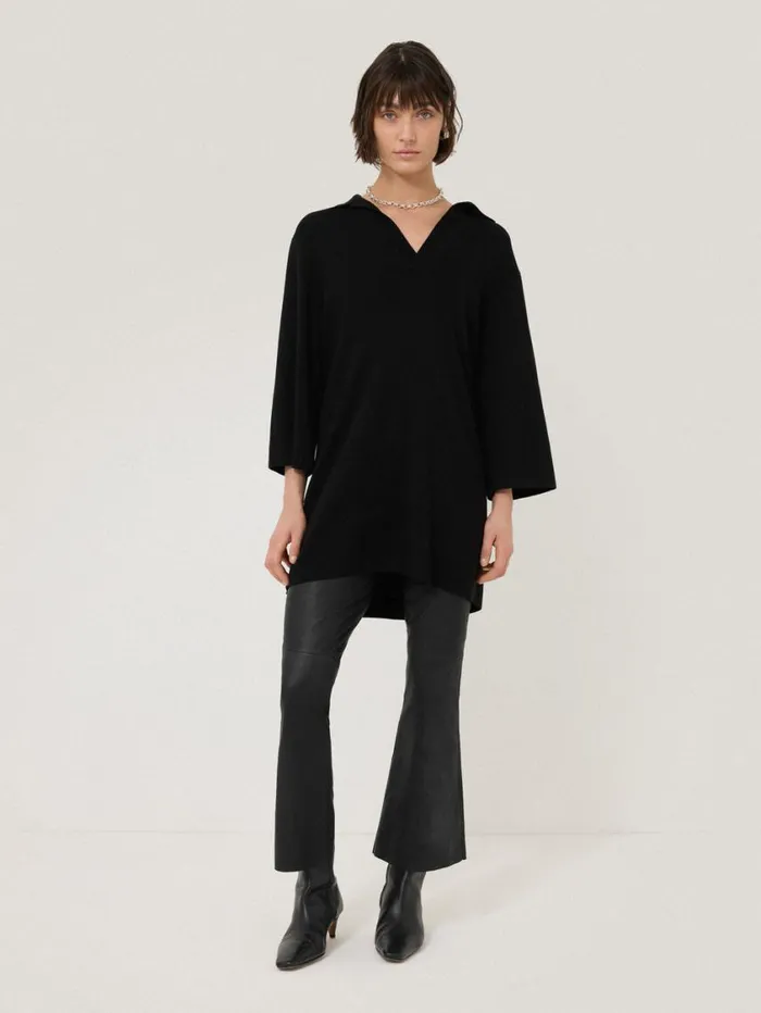 Jigsaw Knitted Kaftan Tunic Black Women Dresses and Jumpsuits