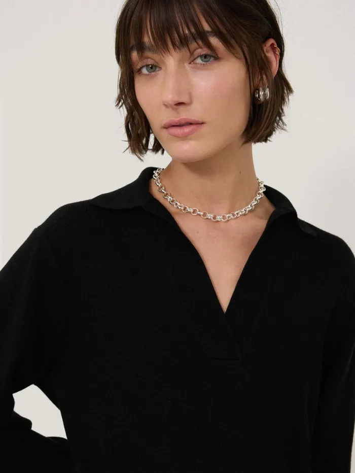 Jigsaw Knitted Kaftan Tunic Black Women Dresses and Jumpsuits