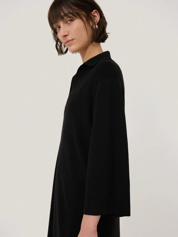Jigsaw Knitted Kaftan Tunic Black Women Dresses and Jumpsuits