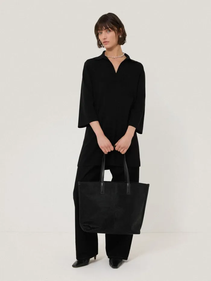 Jigsaw Knitted Kaftan Tunic Black Women Dresses and Jumpsuits