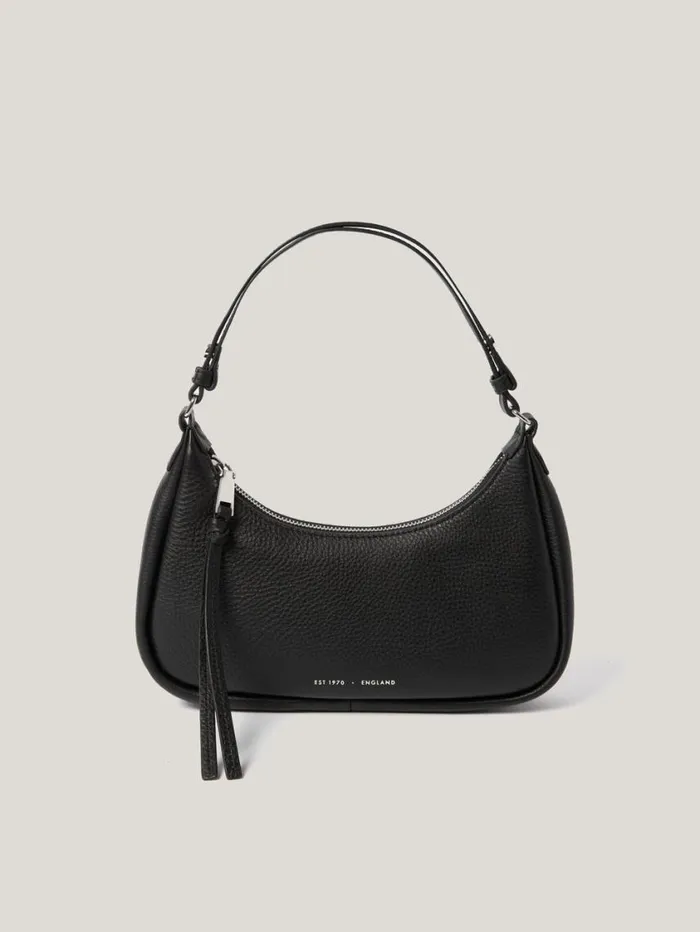 Jigsaw Leather Crescent Shoulder Bag Black Women Bags