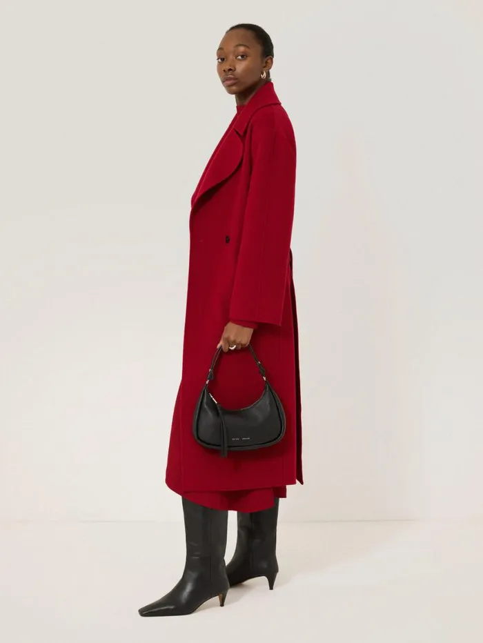 Jigsaw Leather Crescent Shoulder Bag Black Women Bags