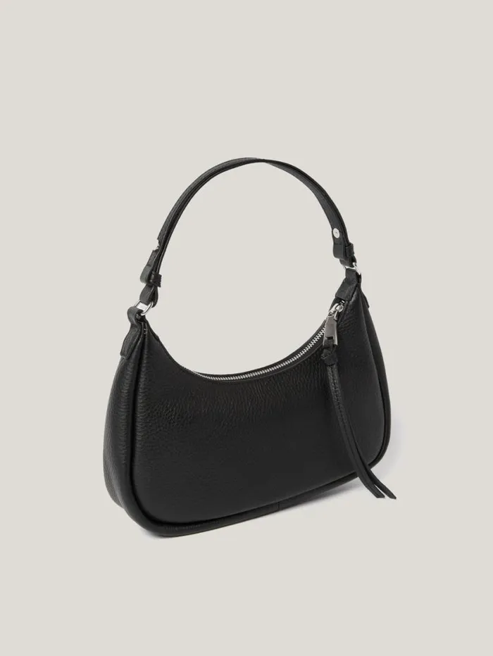 Jigsaw Leather Crescent Shoulder Bag Black Women Bags