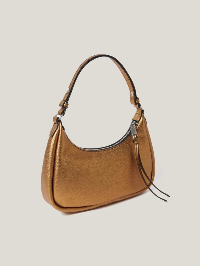 Jigsaw Leather Crescent Shoulder Bag Copper Women Party
