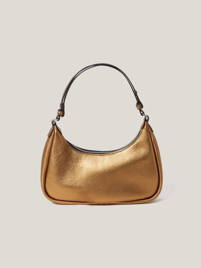 Jigsaw Leather Crescent Shoulder Bag Copper Women Party