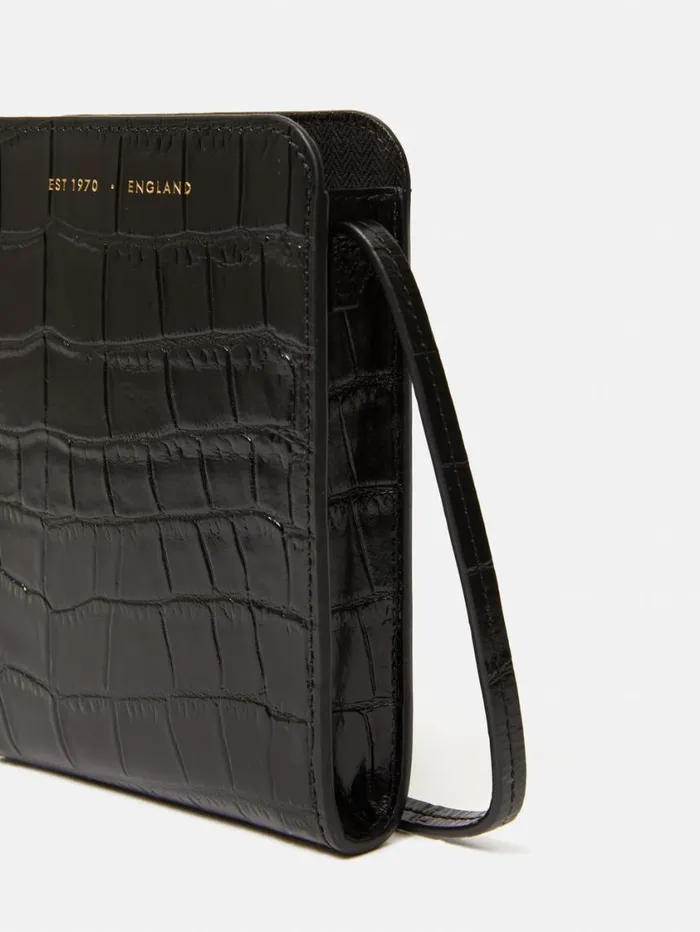 Jigsaw Leather Crossbody Phone Bag Black Women Wallets and Card Holders